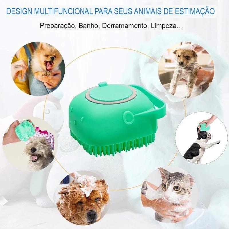 Escova massageadora para cães e gatos - Cia Max